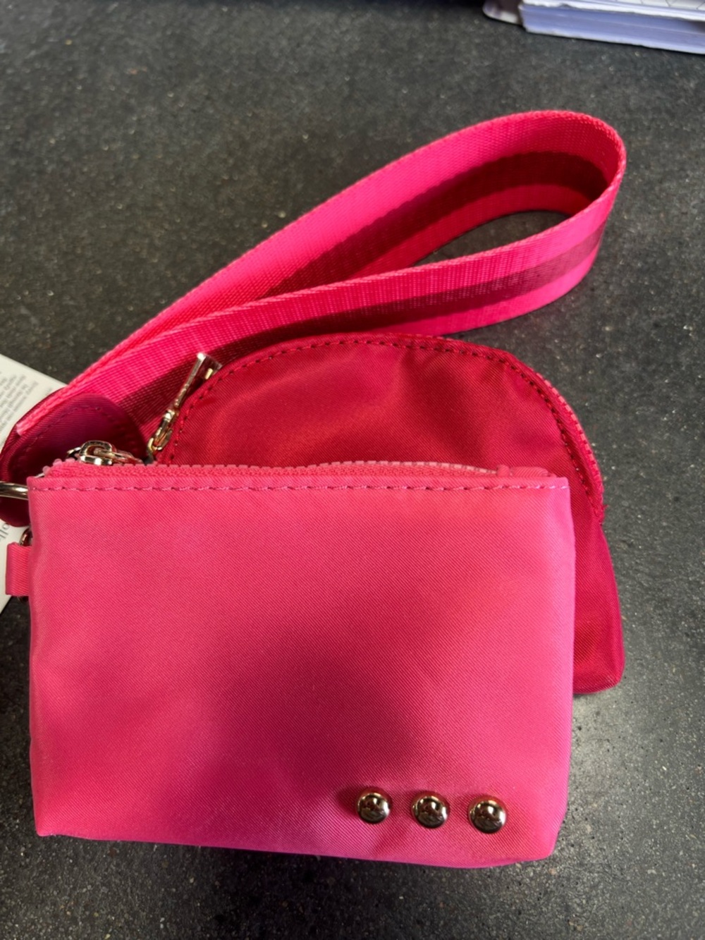 Bright Pink Mini Wristlet Pouch Set - Small Women's Bag